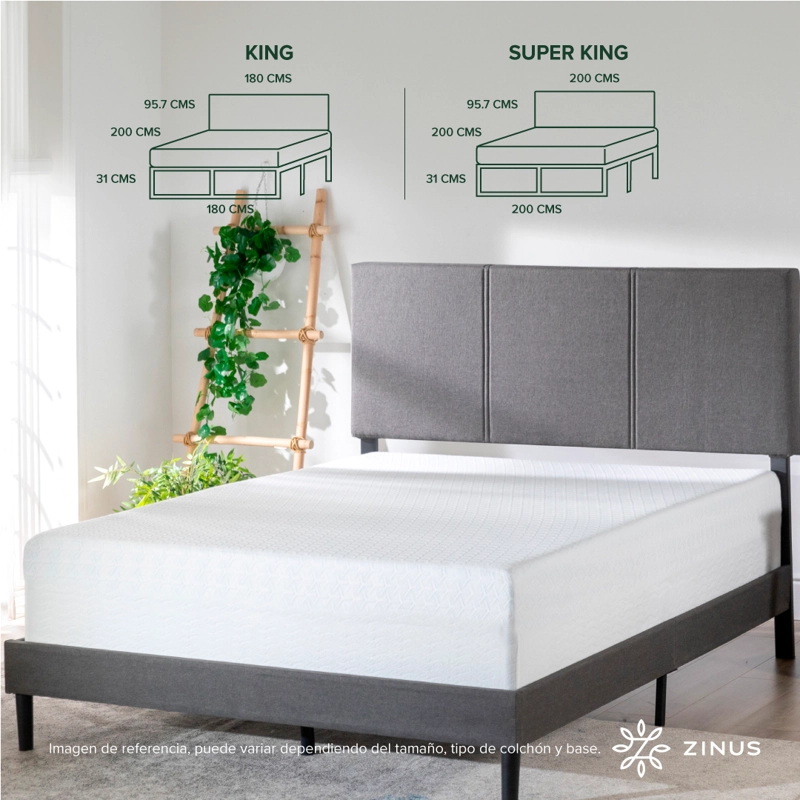 CAMA ZINUS CAMBRIL COLCHON ESPUMA GREEN TEA 2 PLAZAS - 4
