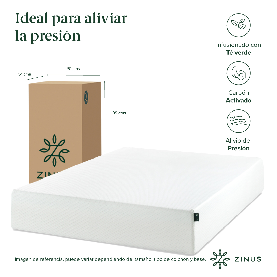 CAMA ZINUS CAMBRIL COLCHON ESPUMA GREEN TEA 2 PLAZAS - 5