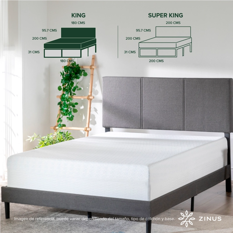 CAMA CAMBRIL C/ RESPALDO ZINUS COLCHON ESPUMA GREEN TEA KING - 4