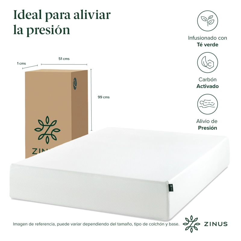 CAMA CAMBRIL C/ RESPALDO ZINUS COLCHON ESPUMA GREEN TEA KING - 5