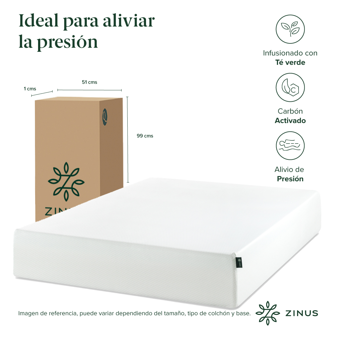 CAMA CAMBRIL C/ RESPALDO ZINUS COLCHON ESPUMA GREEN TEA KING - 5