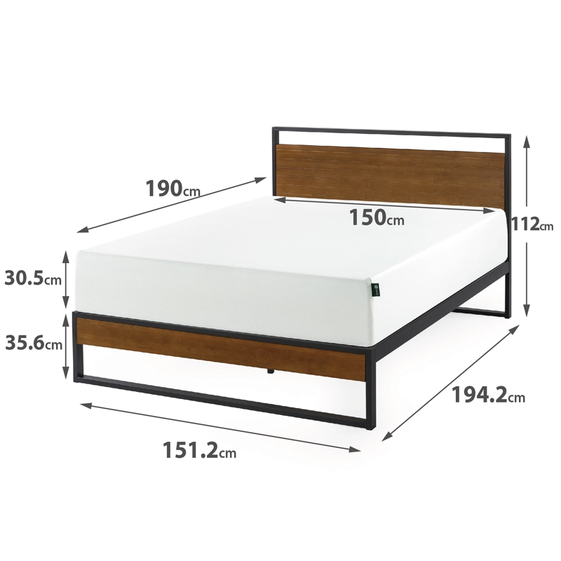 CAMA ZINUS SUZANNE COLCHON ESPUMA GREEN TEA 2 PLAZAS - 5