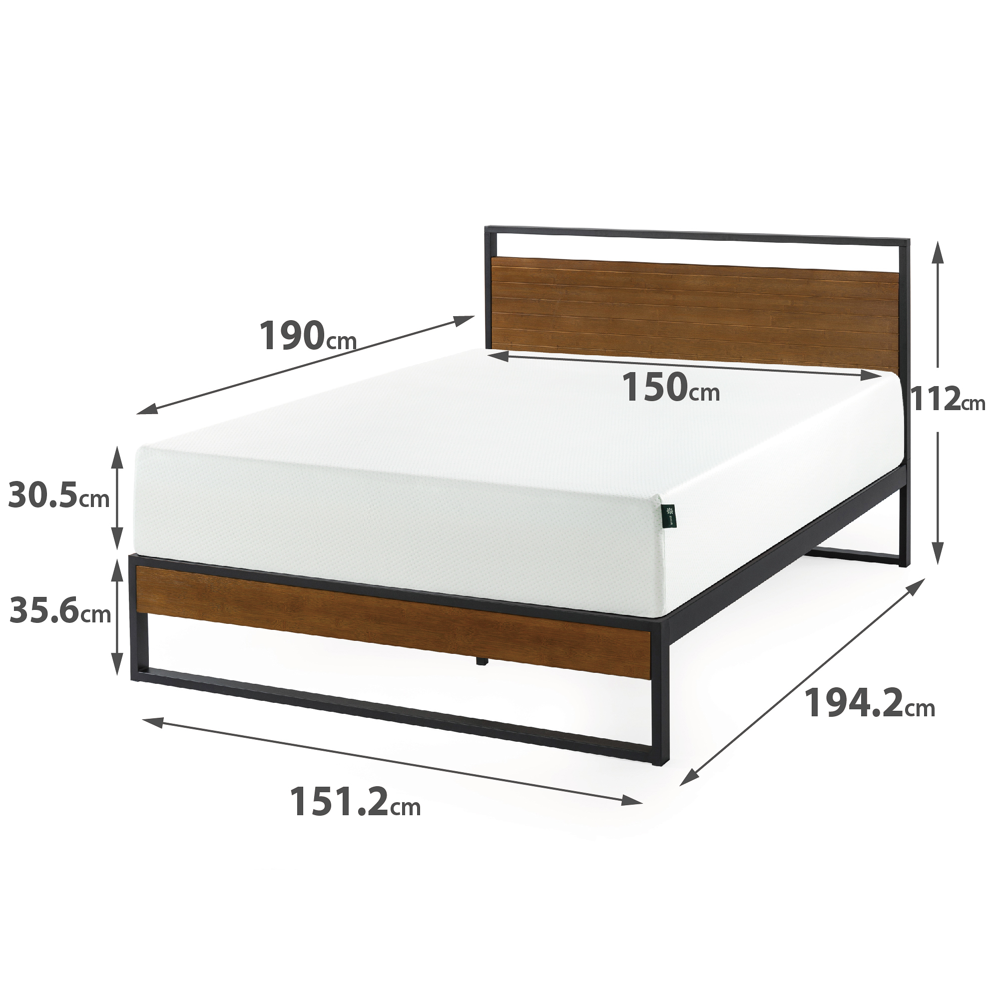 CAMA SUZANNE ZINUS COLCHON ESPUMA GREEN TEA 2 PLAZAS - 5