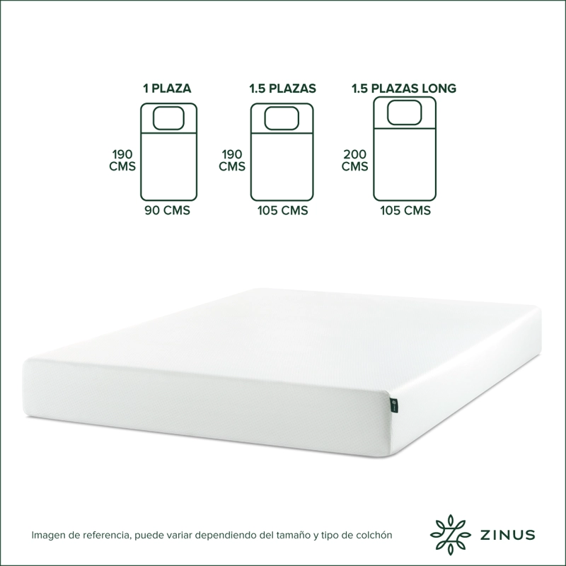 COLCHÓN ZINUS 2 PLAZAS ESPUMA GREEN TEA 150 X 190 X 25 CM - 3