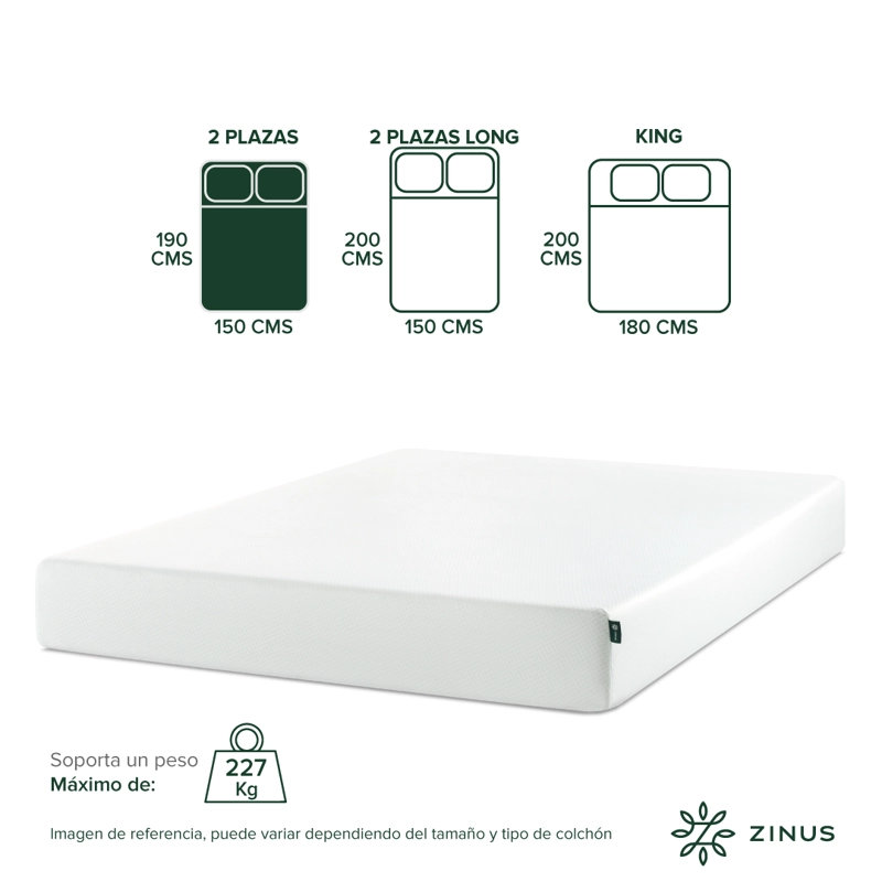 COLCHÓN ZINUS 2 PLAZAS ESPUMA GREEN TEA 150 X 190 X 25 CM - 4