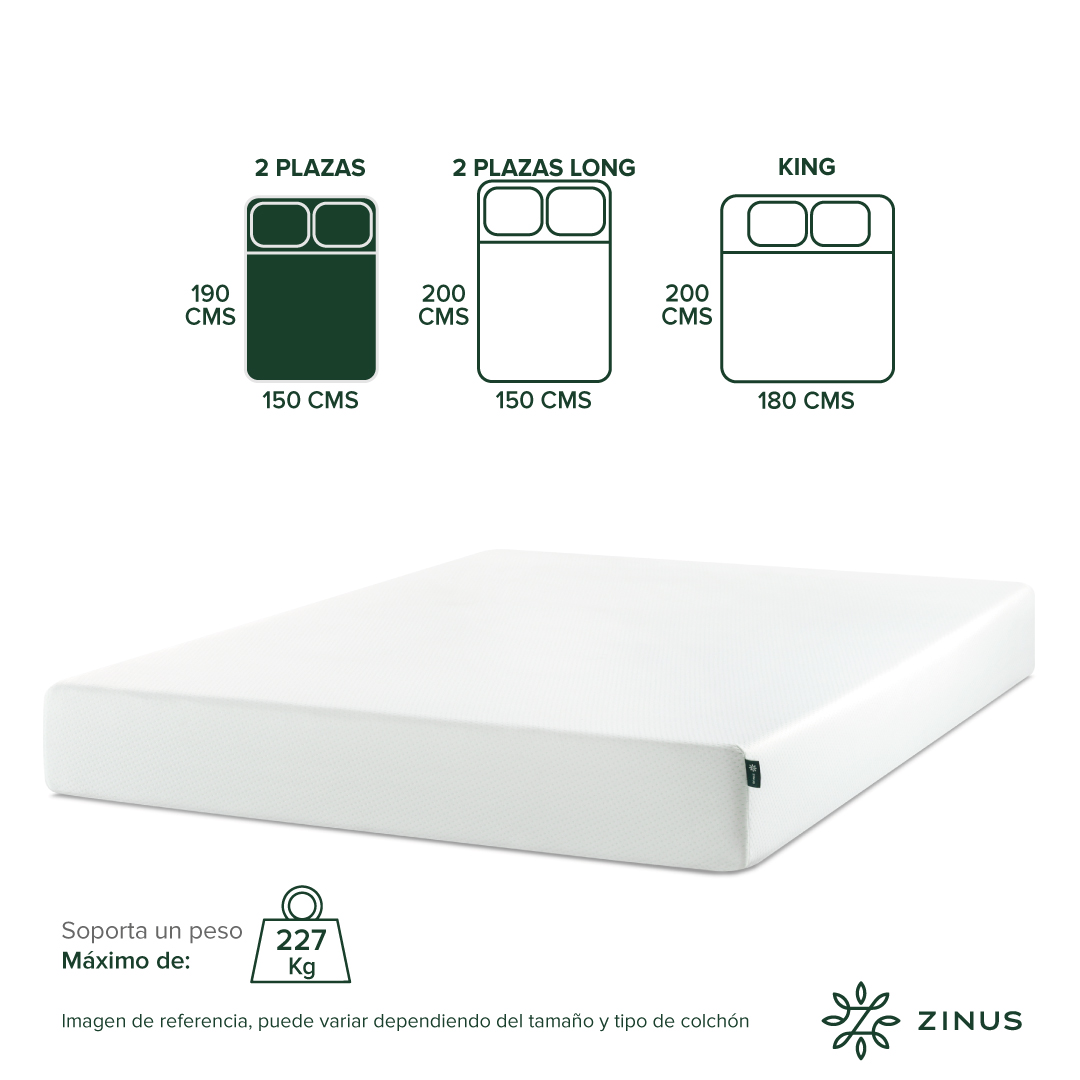 COLCHÓN ZINUS 2 PLAZAS ESPUMA GREEN TEA 150 X 190 X 25 CM - 4