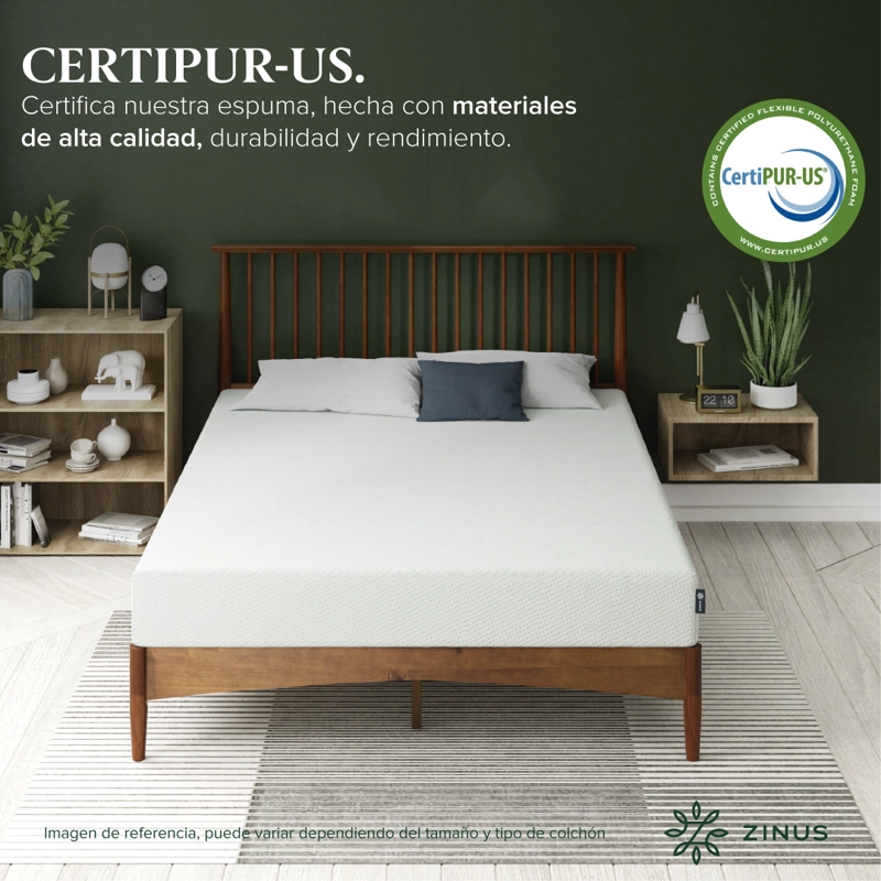 COLCHÓN ZINUS 2 PLAZAS ESPUMA GREEN TEA 150 X 190 X 25 CM - 8