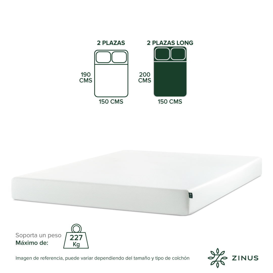 COLCHÓN ZINUS 2 PLAZAS ESPUMA GREEN TEA LONG 150 X 200 X 15 CM - 4