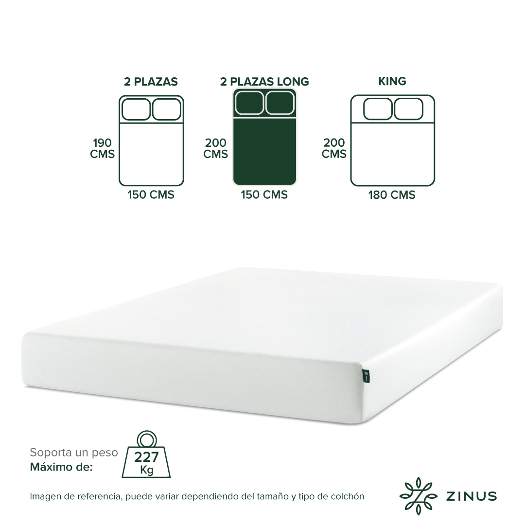 COLCHÓN ZINUS 2 PLAZAS ESPUMA GREEN TEA LONG 150 X 200 X 25 CM - 4
