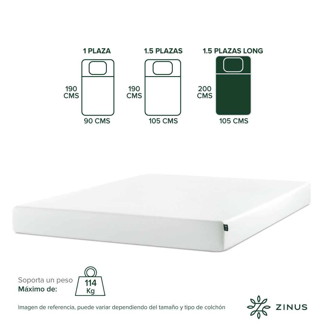 COLCHÓN ZINUS 1.5 PLAZAS ESPUMA GREEN TEA LONG 105 X 200 X 15 CM - 3