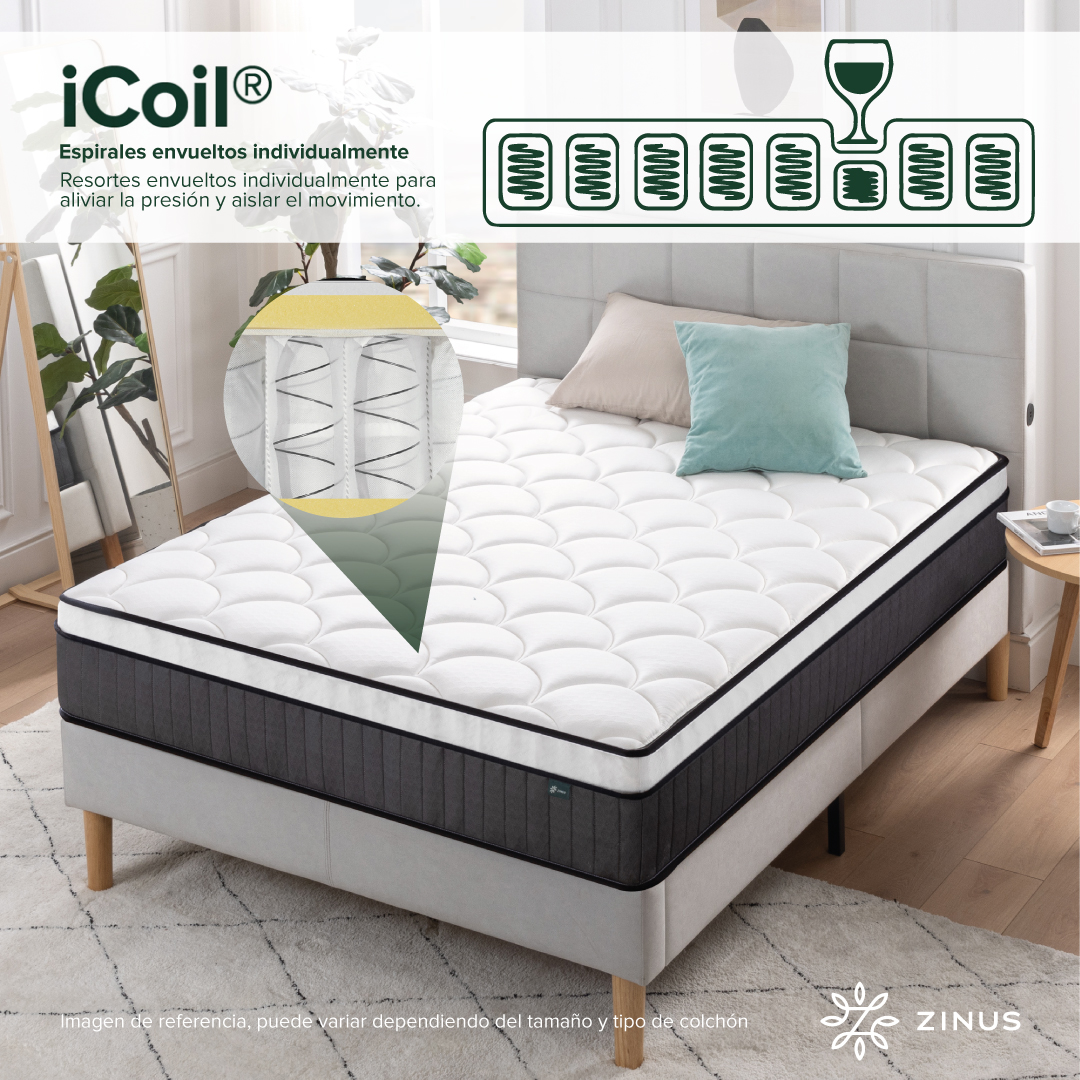 COLCHON ZINUS 2 PLAZAS 150X190X30CM ESPUMA Y RESORTES POCKET - 6