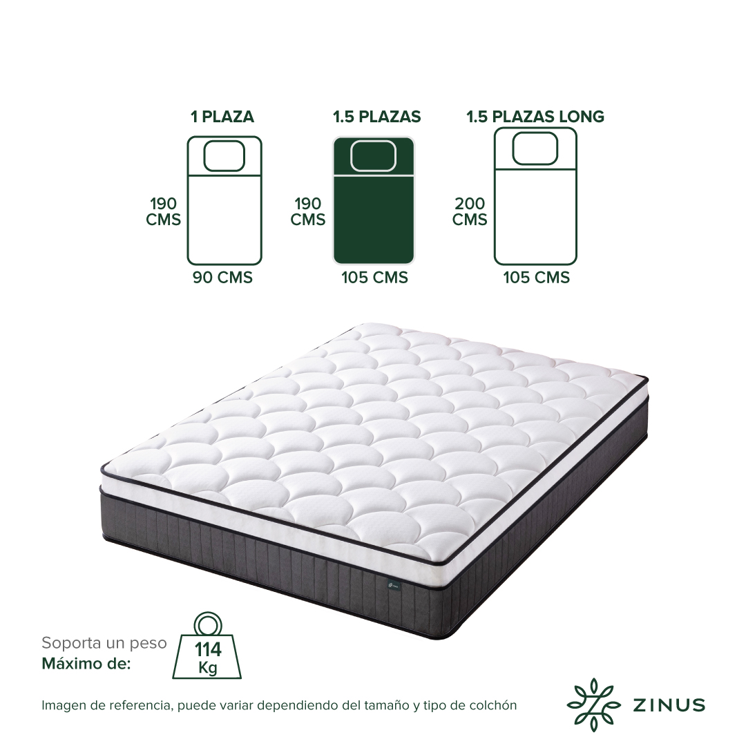 COLCHON ZINUS 1.5 PLAZAS 105X190X30CM ESPUMA Y RESORTES - 3
