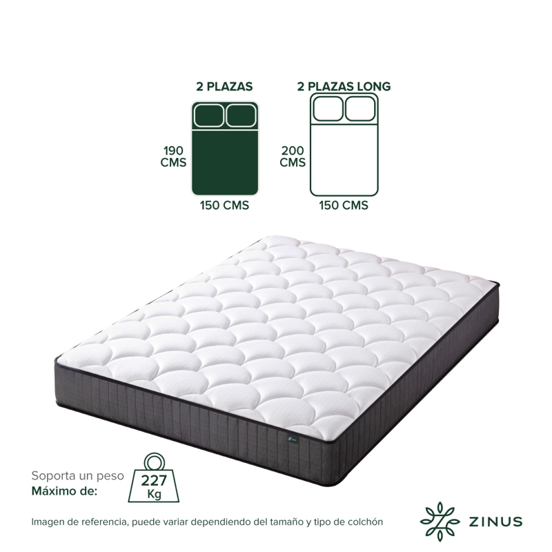 COLCHÓN ZINUS 2 PLAZAS RESORTES POCKET CLOUD 150 X 190 X 20 CM - 4