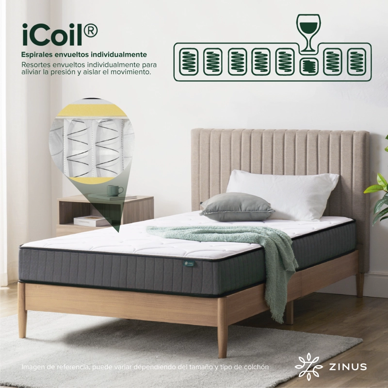 COLCHÓN ZINUS 2 PLAZAS LONG POCKET CLOUD 150 X 200 X 20 CM - 6