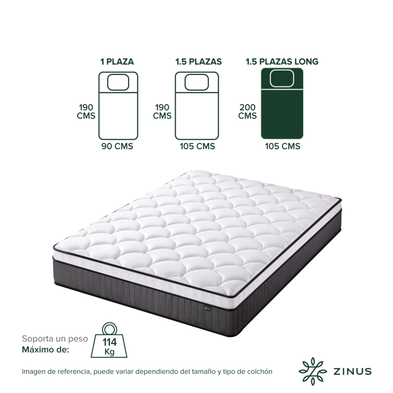 COLCHÓN ZINUS 1.5 PLAZAS LONG EURO TOP CLOUD 105 X 200 X 25 CM - 3