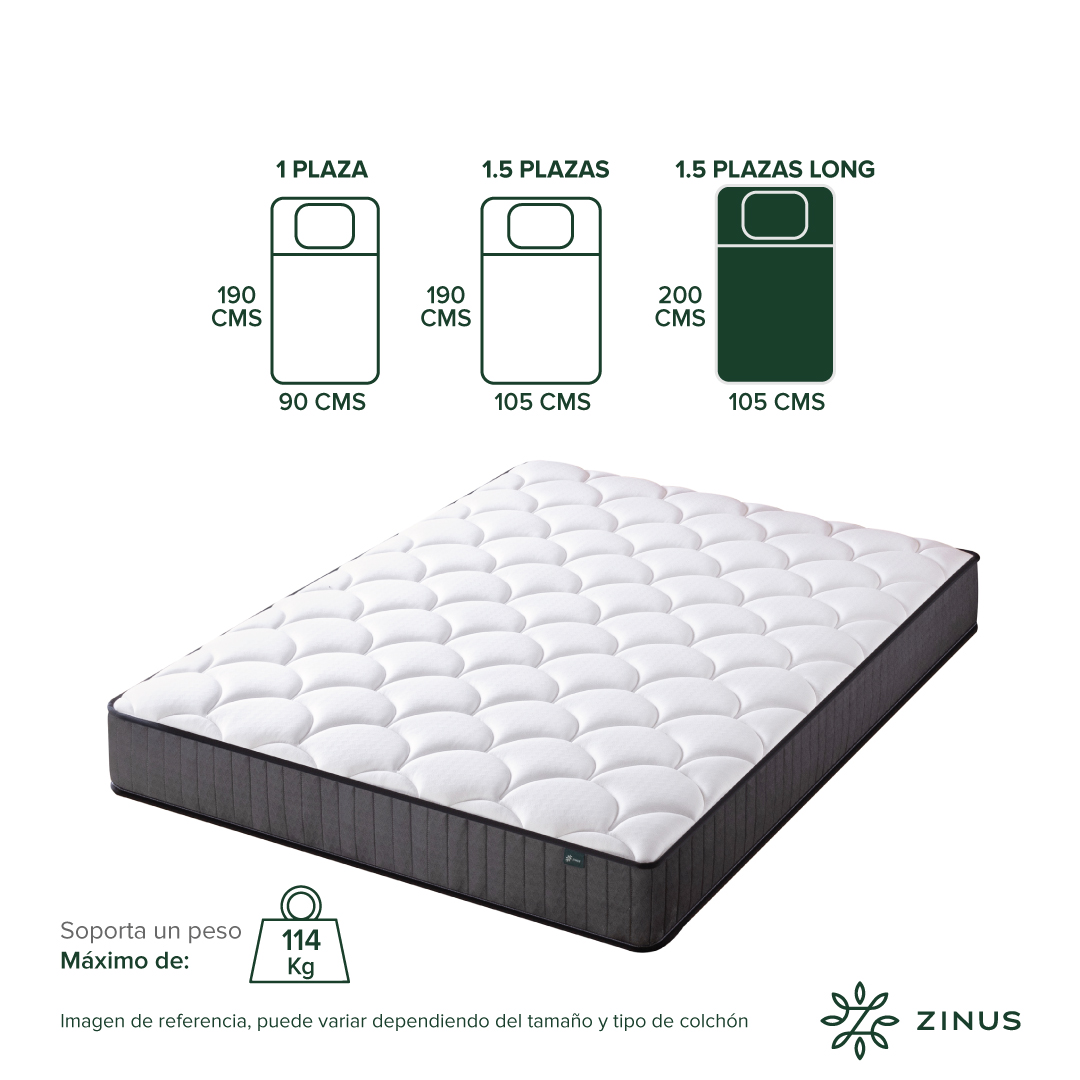 COLCHÓN ZINUS 1.5 PLAZAS LONG POCKET CLOUD 105 X 200 X 20 CM - 3