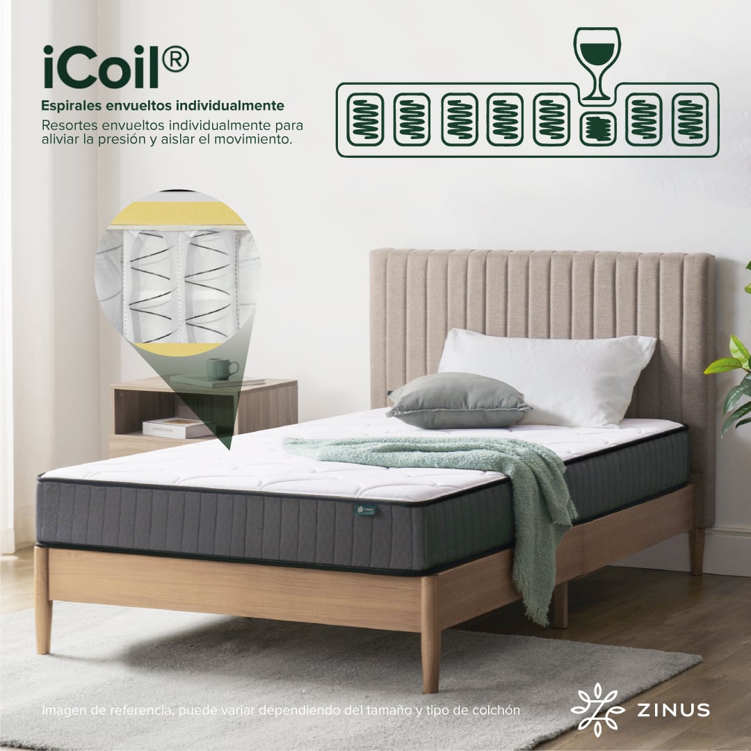 COLCHÓN ZINUS 1.5 PLAZAS LONG POCKET CLOUD 105 X 200 X 20 CM - 6