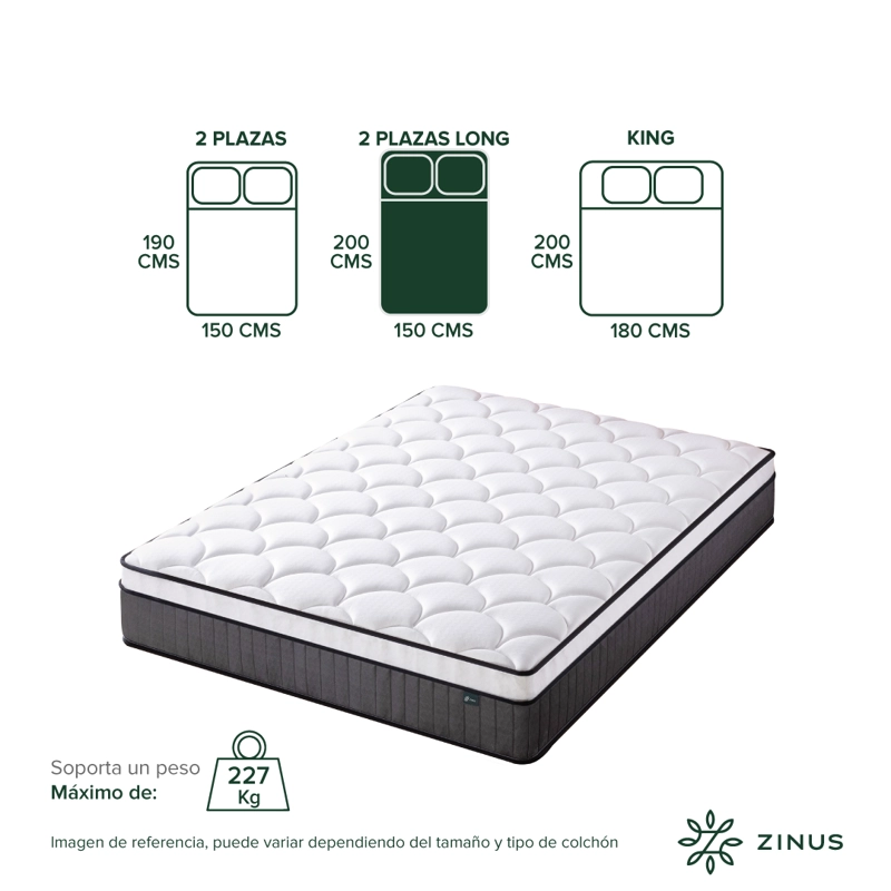 COLCHÓN ZINUS 2 PLAZAS LONG EURO TOP CLOUD 150 X 200 X 25 CM - 4