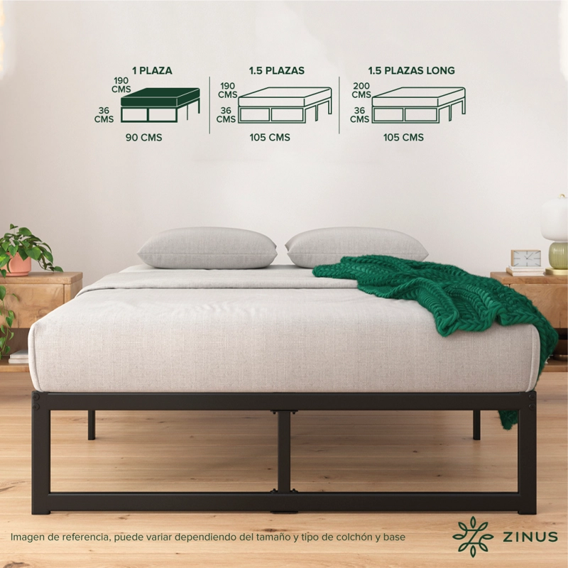 CAMA ABEL ZINUS COLCHON ESPUMA 1 PLAZA 25CMS - 3