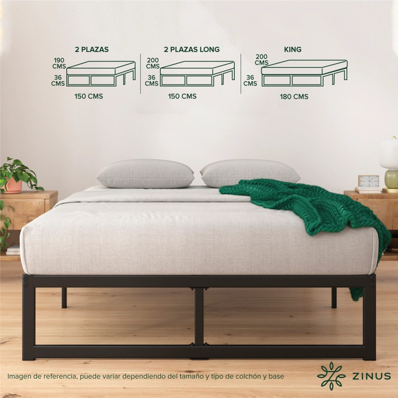 CAMA ABEL ZINUS COLCHON ESPUMA 1 PLAZA 25CMS - 4