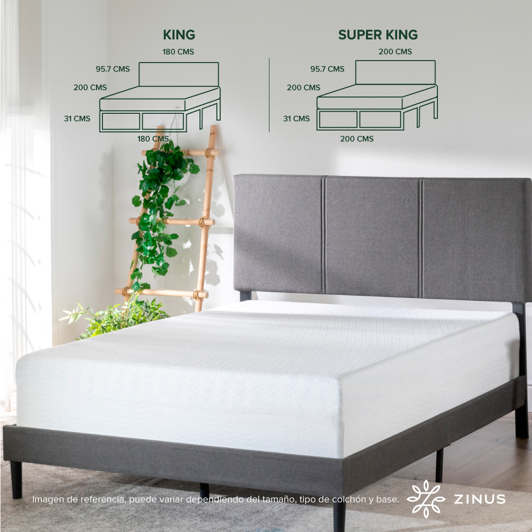 CAMA CAMBRIL CON RESPALDO ZINUS COLCHON ESPUMA 2P LONG 30CMS - 4