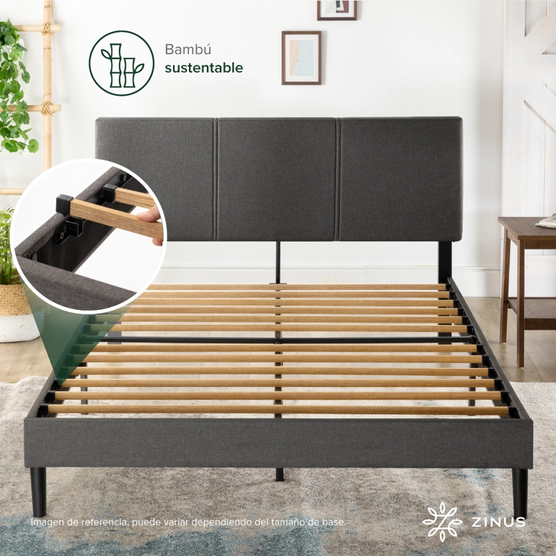 BASE CAMA ZINUS PREMIUM 1.5 PLAZAS LONG 105X200X30CM CAMBRIL CON RESPALDO - 5