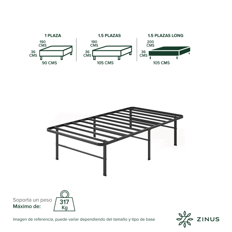 BASE CAMA ZINUS 1.5 PLAZAS LONG 105X200X30CM RUMI - 3