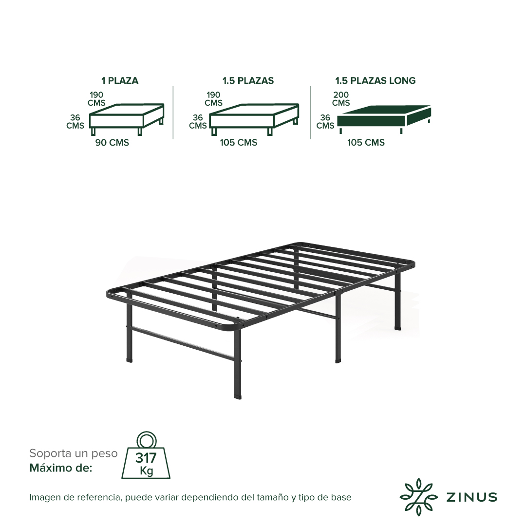 BASE CAMA ZINUS 1.5 PLAZAS LONG 105X200X30CM RUMI - 3