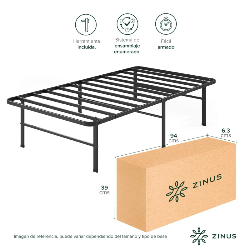 BASE CAMA ZINUS 1.5 PLAZAS LONG 105X200X30CM RUMI - 5