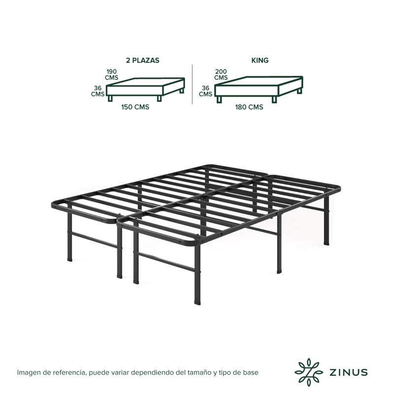 BASE DE CAMA  ZINUS  1 PLAZA 90X190X30CM RUMI - 4