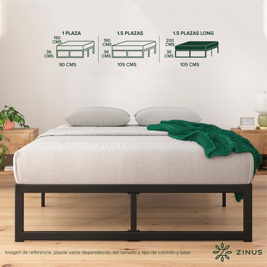 CAMA ABEL ZINUS COLCHON ESPUMA 1.5 PLAZAS LONG 25CMS - 3