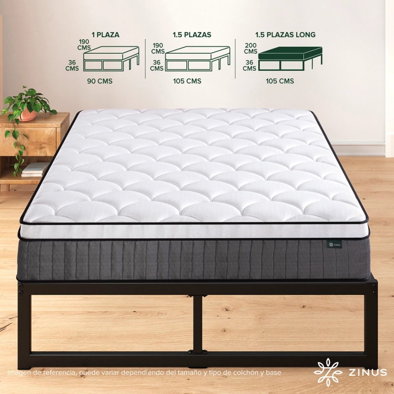 CAMA ABEL ZINUS RESORTES POCKET 1.5 PLAZAS LONG 25CMS - 2