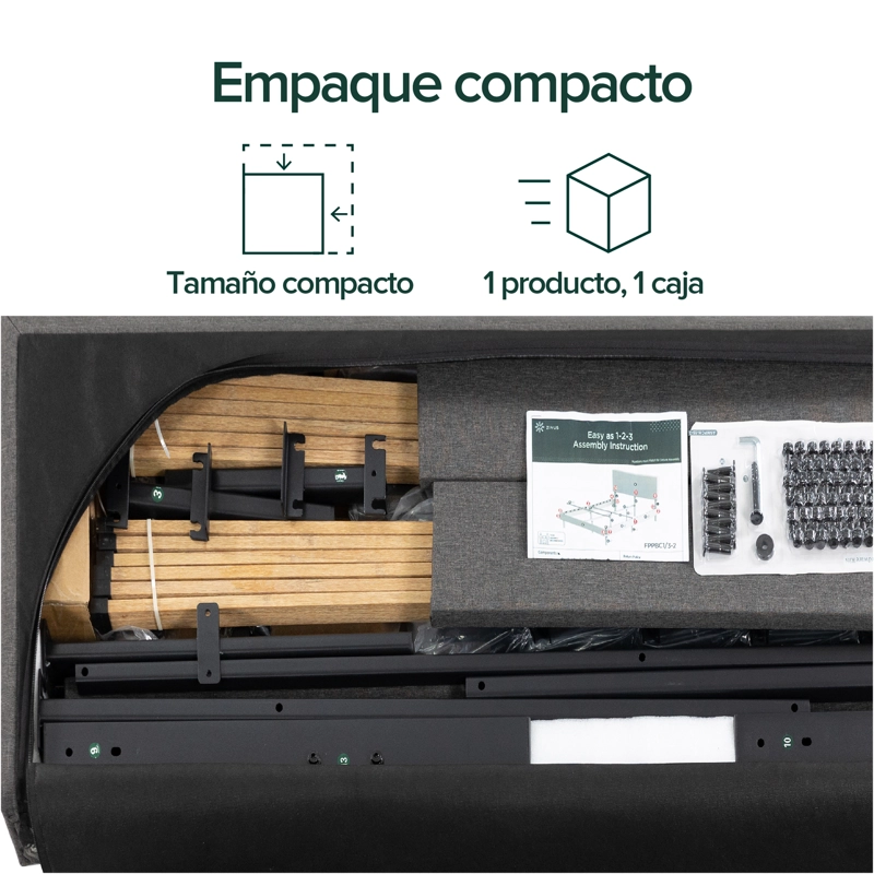 CAMA CAMBRIL CON RESPALDO ZINUS RESORTES POCKET 2PLONG 30CMS - 4