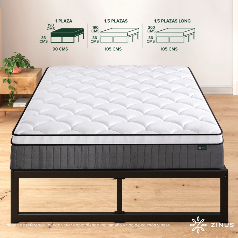 CAMA ABEL ZINUS RESORTES POCKET 1 PLAZA 25CMS - 2