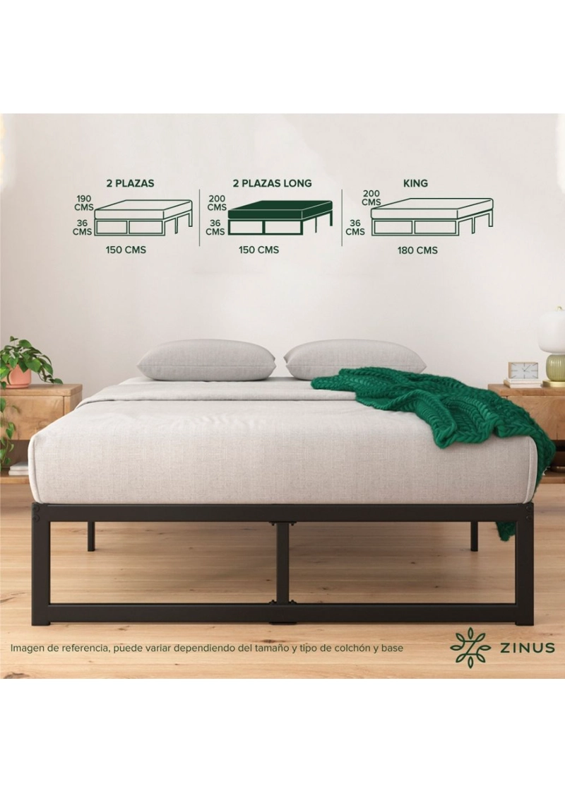 CAMA ABEL ZINUS COLCHON ESPUMA 2 PLAZAS LONG 25CMS - 1