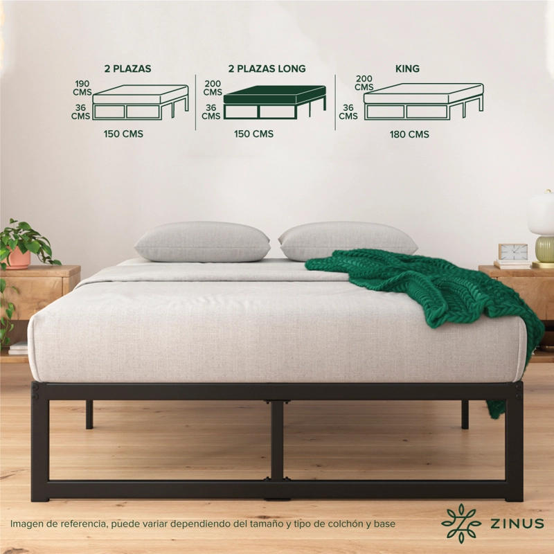CAMA ABEL ZINUS COLCHON ESPUMA 2 PLAZAS LONG 25CMS - 4