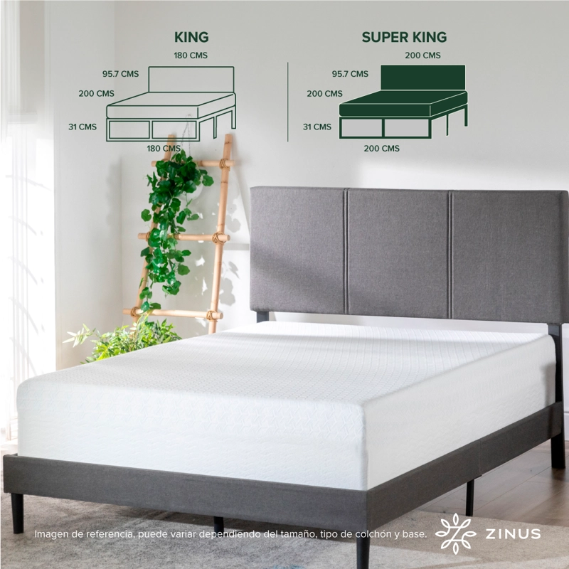 CAMA CAMBRIL C/RESPALDO ZINUS COLCHON ESPUMA SUPERKING 30CMS - 4