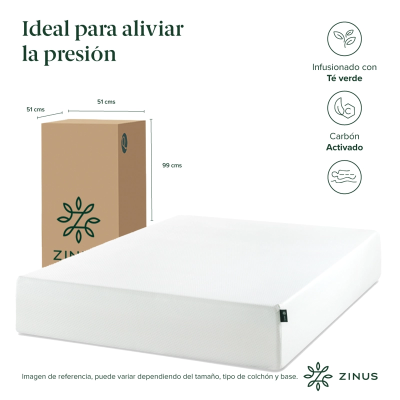 CAMA CAMBRIL C/RESPALDO ZINUS COLCHON ESPUMA SUPERKING 30CMS - 5