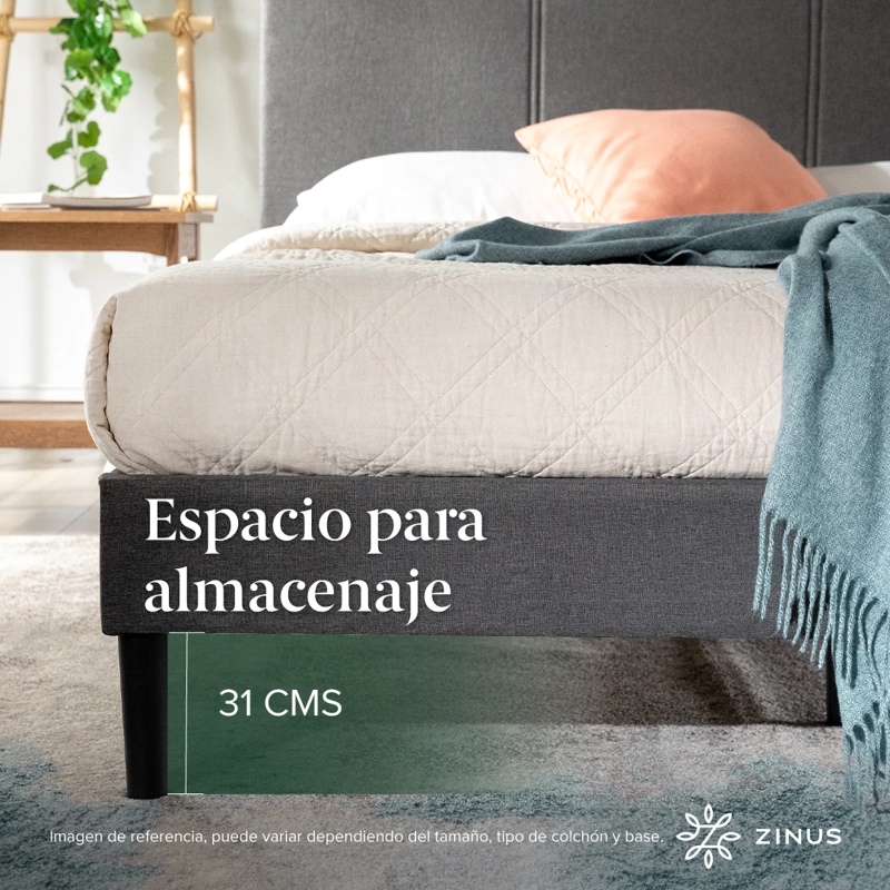 CAMA CAMBRIL C/RESPALDO ZINUS COLCHON ESPUMA SUPERKING 30CMS - 8