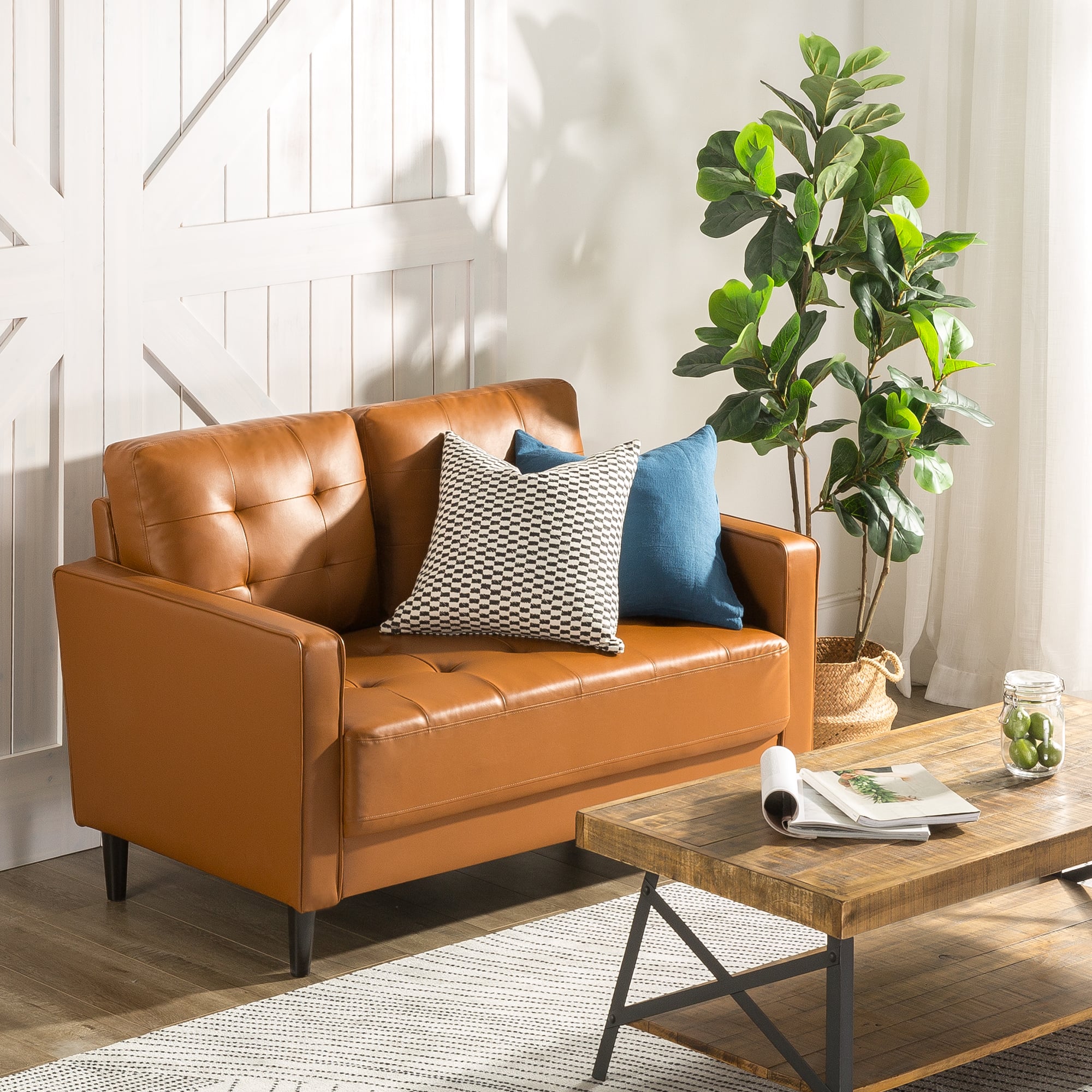 SOFA ZINUS BENTON 2 CUERPOS COGNAC - 5