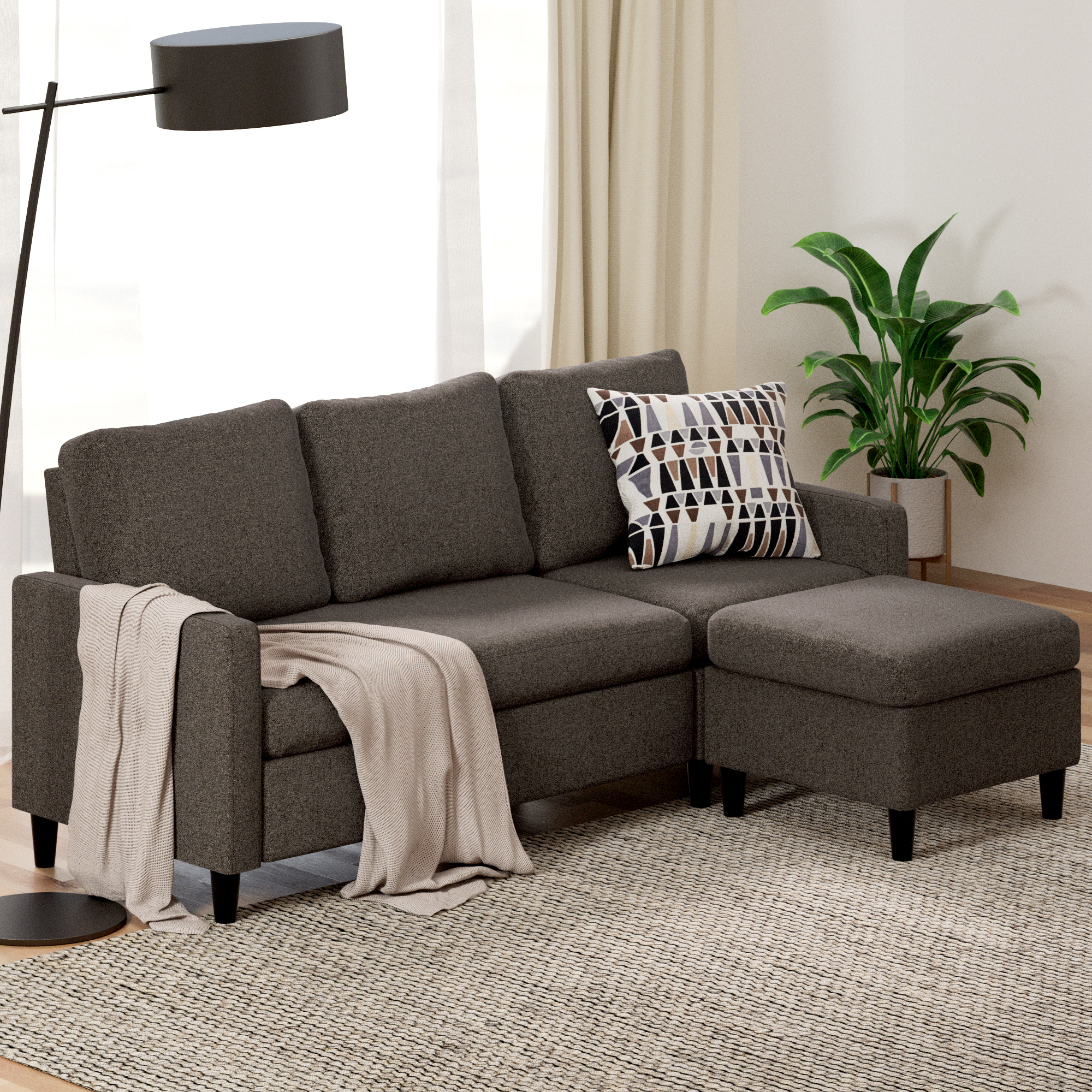 SOFA ZINUS HUDSON SECCIONAL 3 CUERPOS GRIS OSCURO - 4