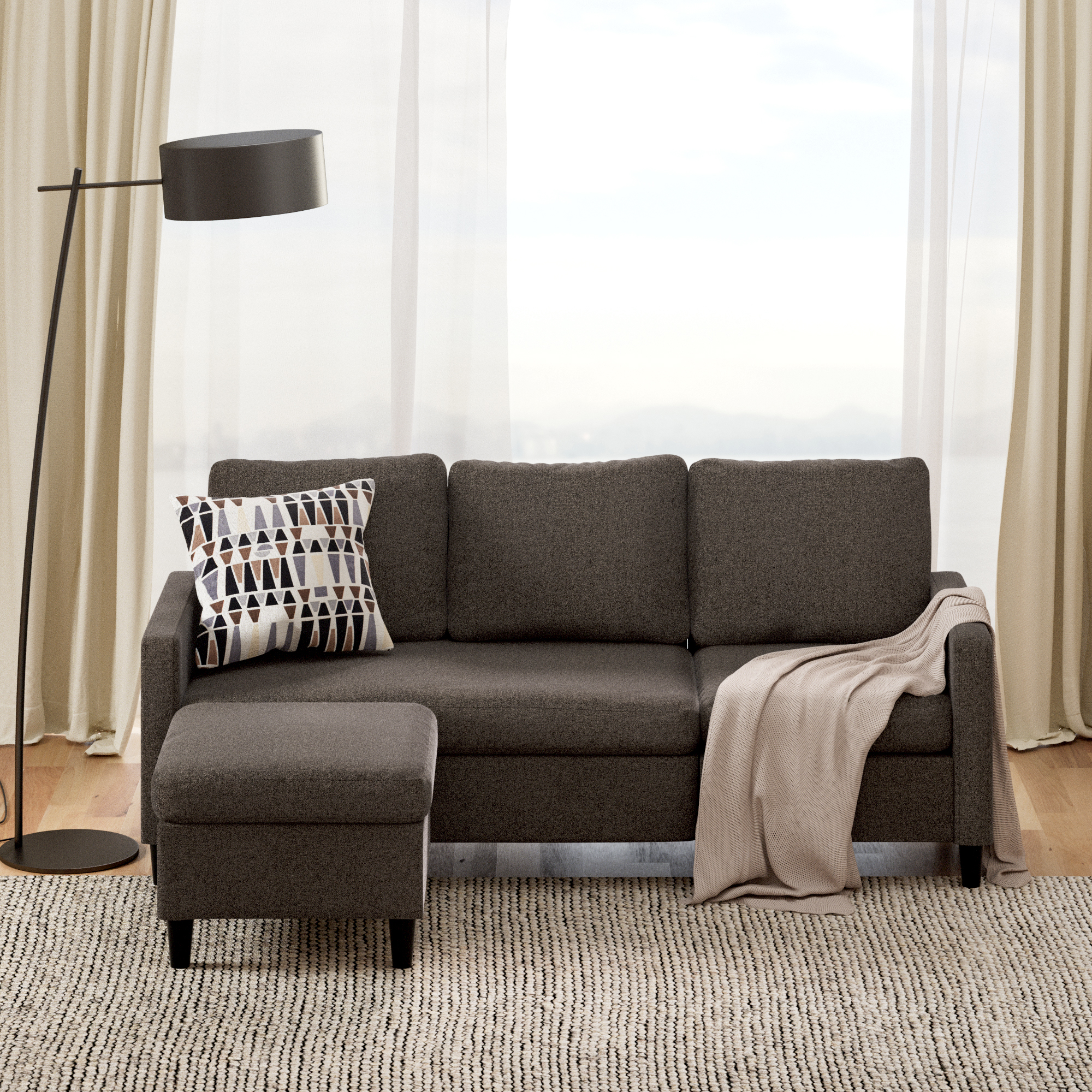 SOFA ZINUS HUDSON SECCIONAL 3 CUERPOS GRIS OSCURO - 6