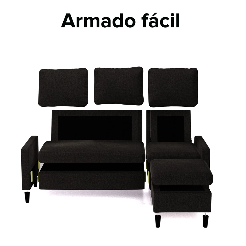 SOFA ZINUS HUDSON SECCIONAL 3 CUERPOS GRIS OSCURO - 7