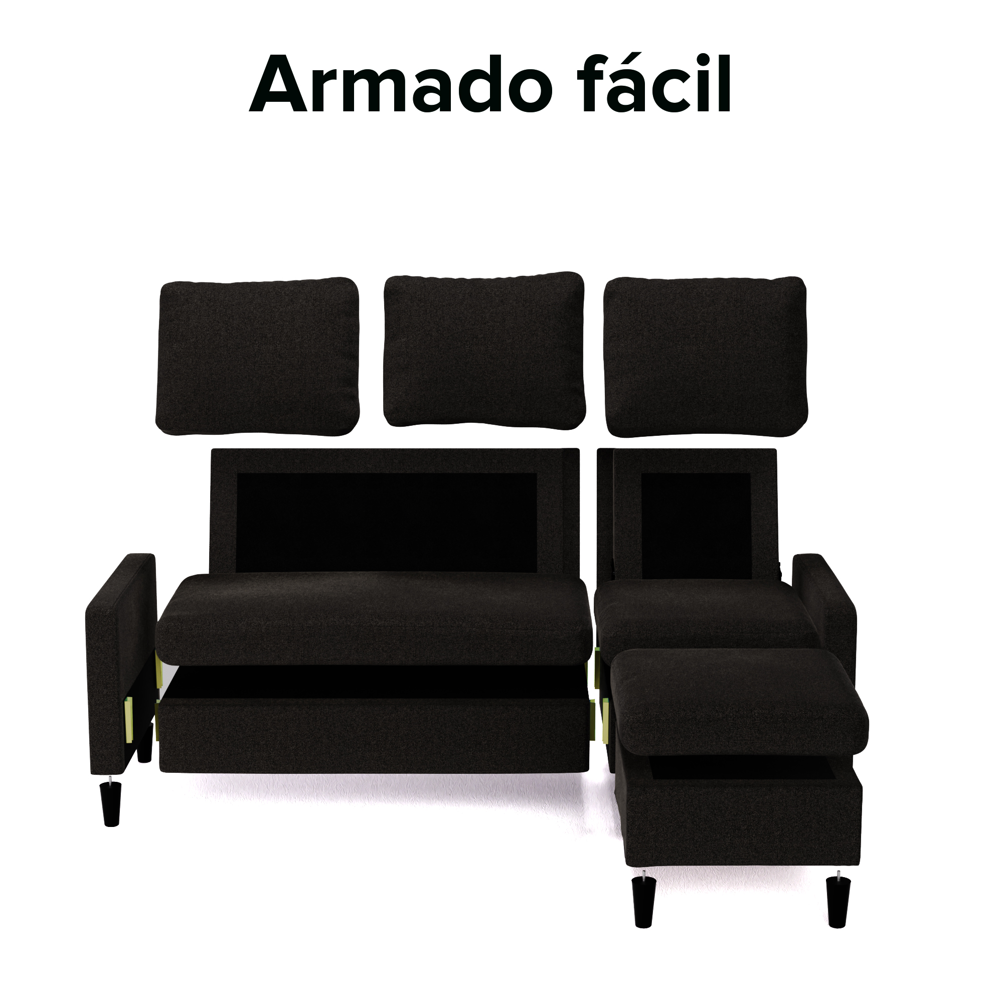 SOFA ZINUS HUDSON SECCIONAL 3 CUERPOS GRIS OSCURO - 7