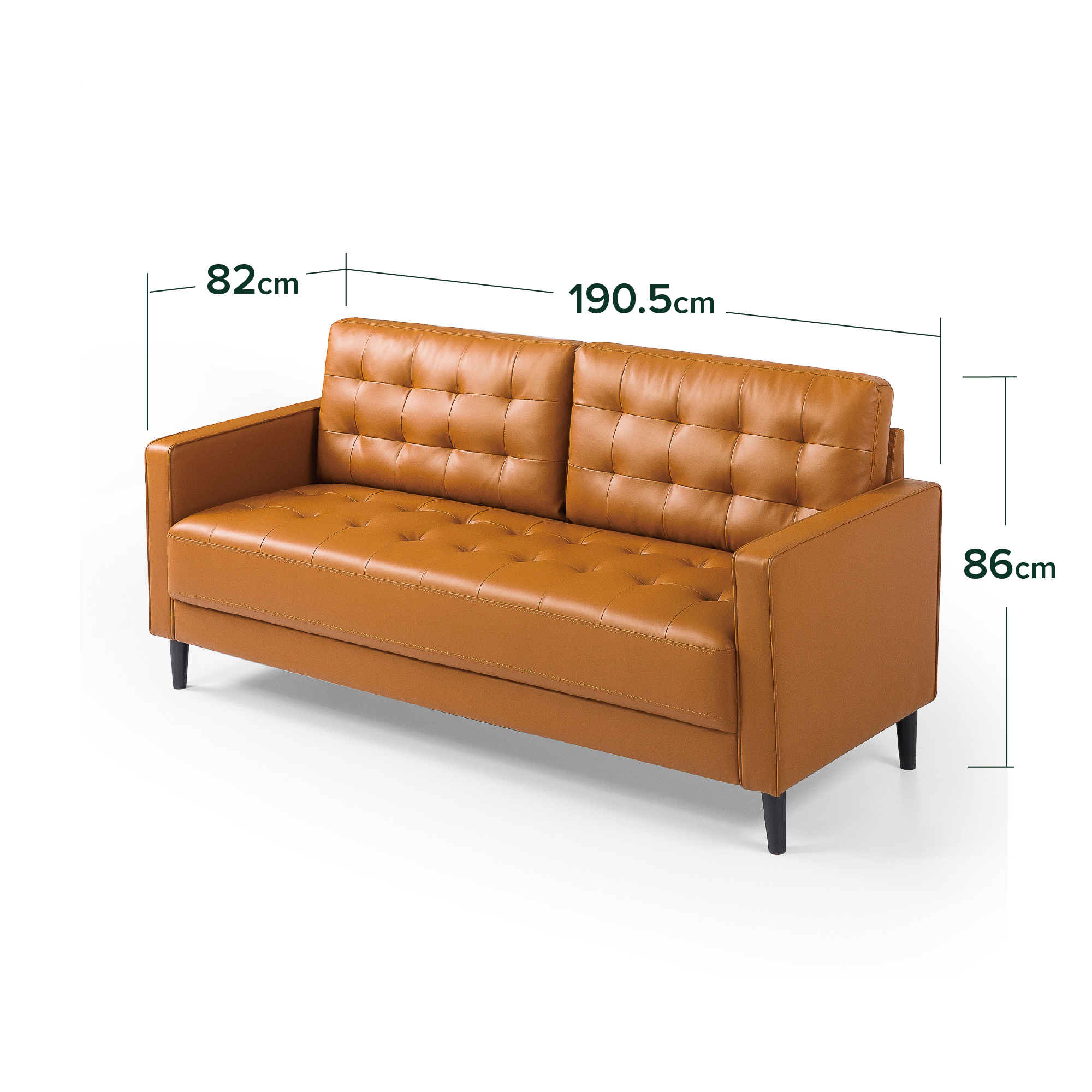 SOFA ZINUS BENTON 3 CUERPOS COGNAC - 6