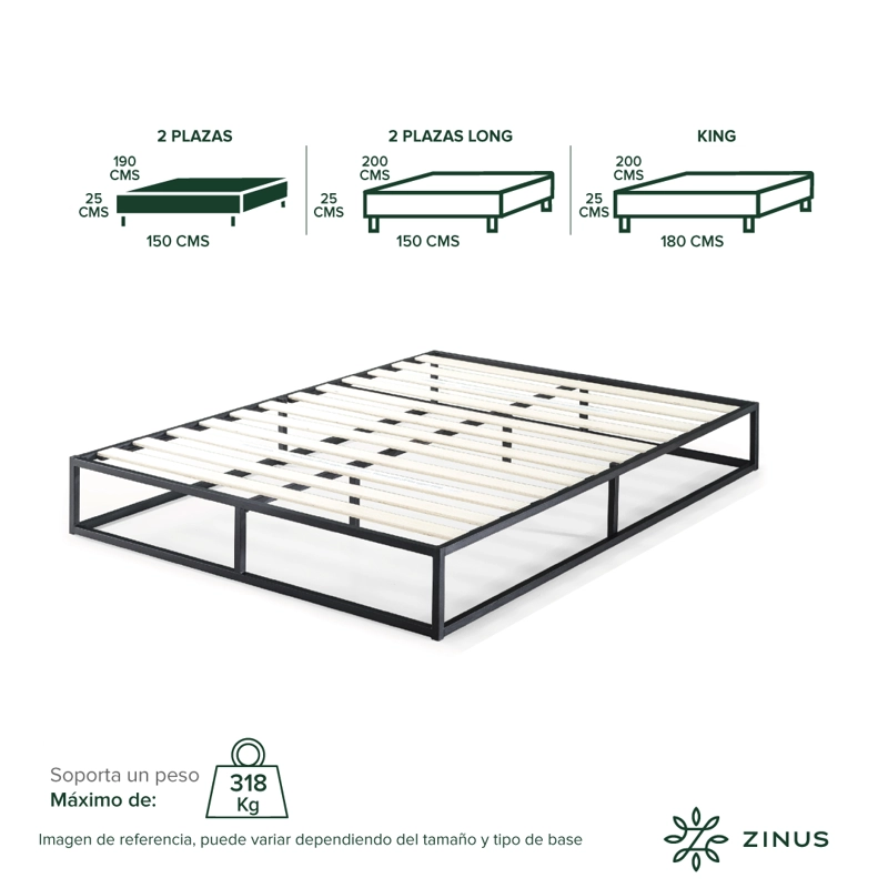 BASE DE CAMA JOSEPH ZINUS 2 PLAZAS LONG 150X200X25CM - 4