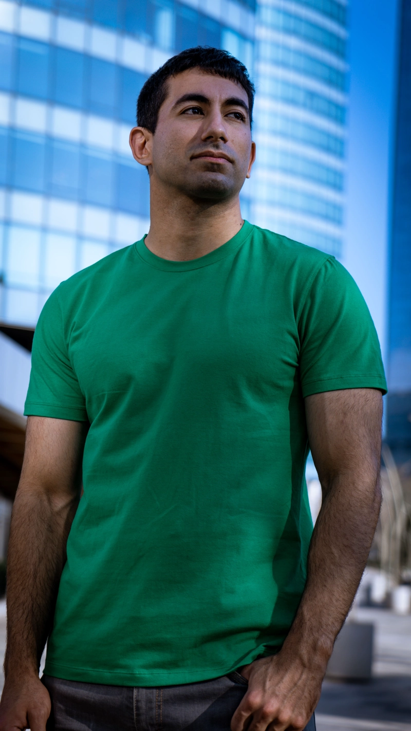 POLERA HOMBRE AURIOR VERDE ALGODÓN SPANDEX - 2