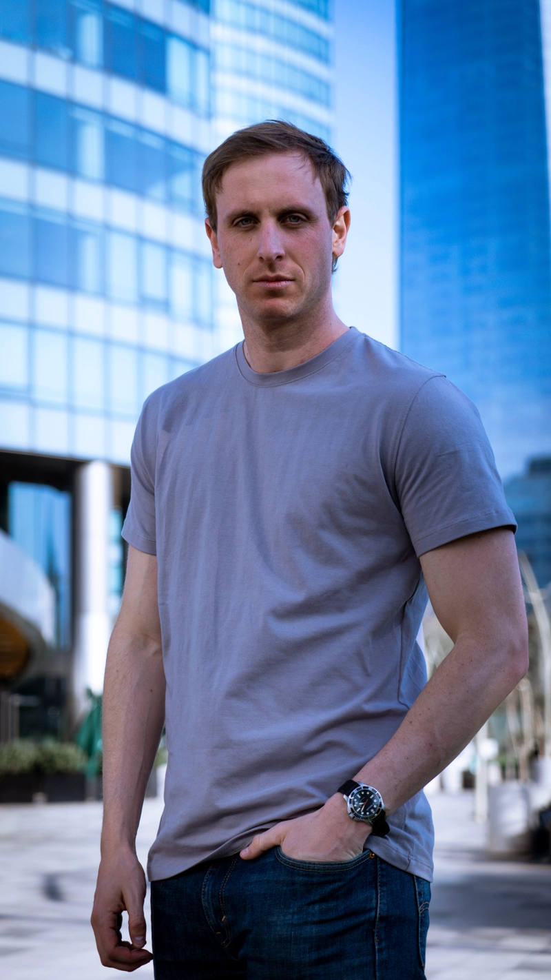 POLERA HOMBRE AURIOR GRIS ALGODÓN SPANDEX - 2