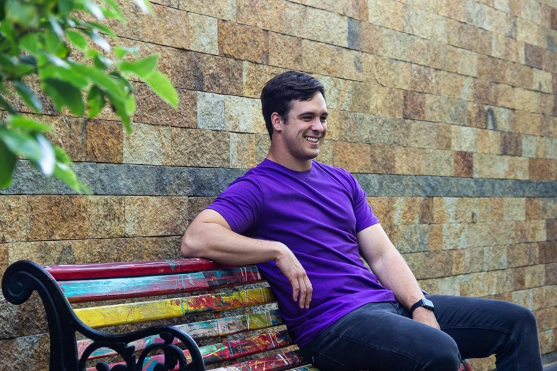POLERA HOMBRE AURIOR MORADO ALGODÓN SPANDEX - 2