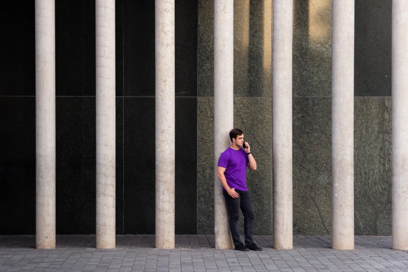 POLERA HOMBRE AURIOR MORADO ALGODÓN SPANDEX - 3